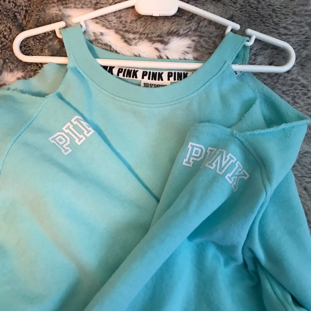 VS PINK brand crew neck with shoulder cut outs